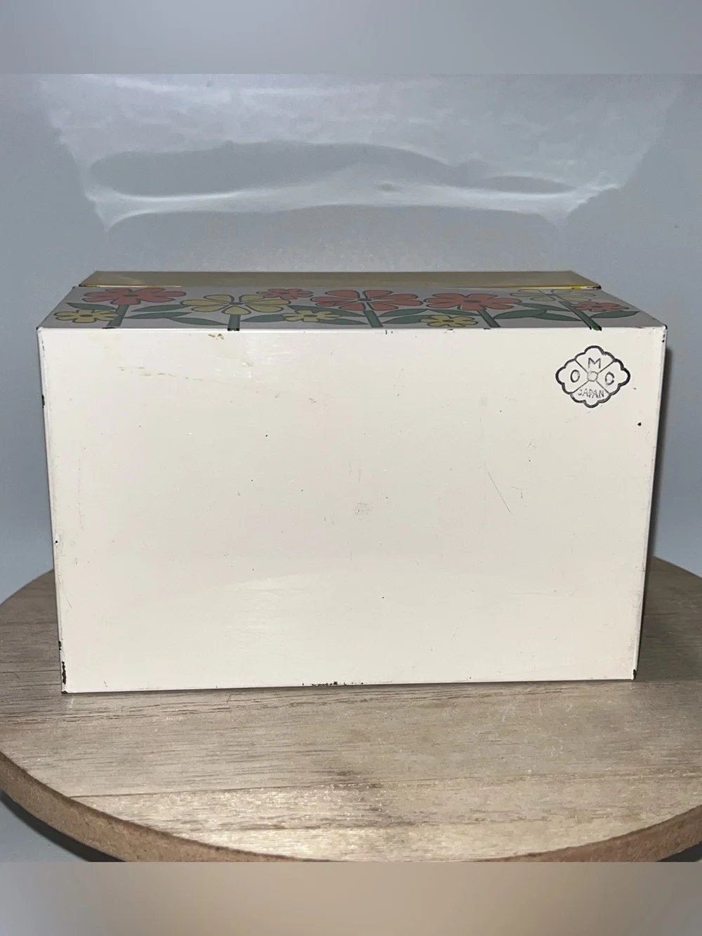 Rare Vtg Otagiri Stamped OMC Japan Metal Recipe Tin Mod MCM Yellow Flower Power